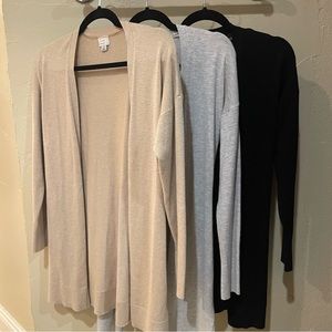 Target (A New Day) Open Cardigan Sweater LOT of 3 - Black, Grey, Khaki - Small